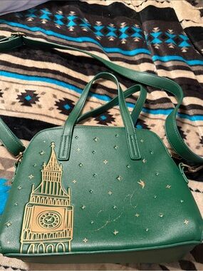 Loungefly Green Satchel with Gold Big Ben Accent